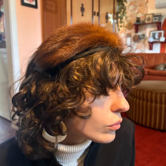 1950s MINK fur and velolur Fascinator headband! - Picture 1 of 12